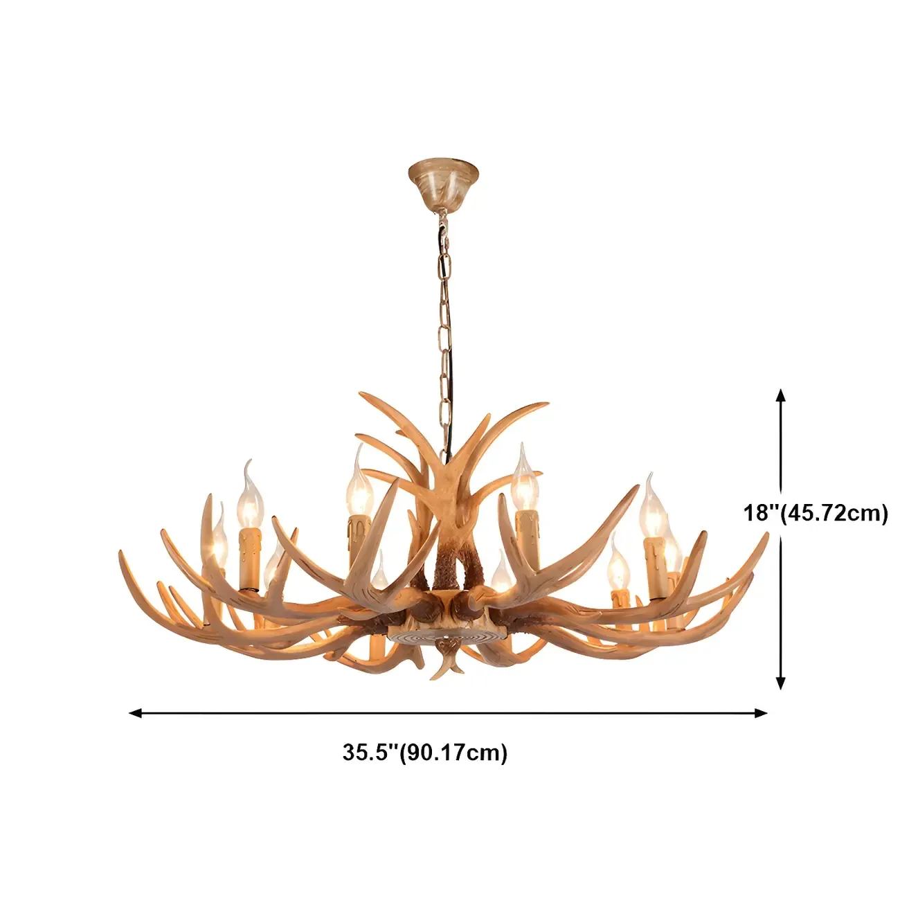 Gold Antler Shape Resin Rustic Chandelier Lighting