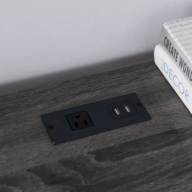 Transitional 59-inch L-shaped Computer Desk with USBs by