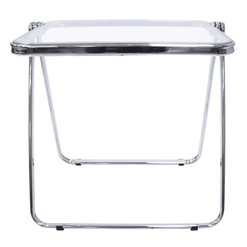 LeisureMod Lawrence Square Plastic Folding End Table with Iron Frame