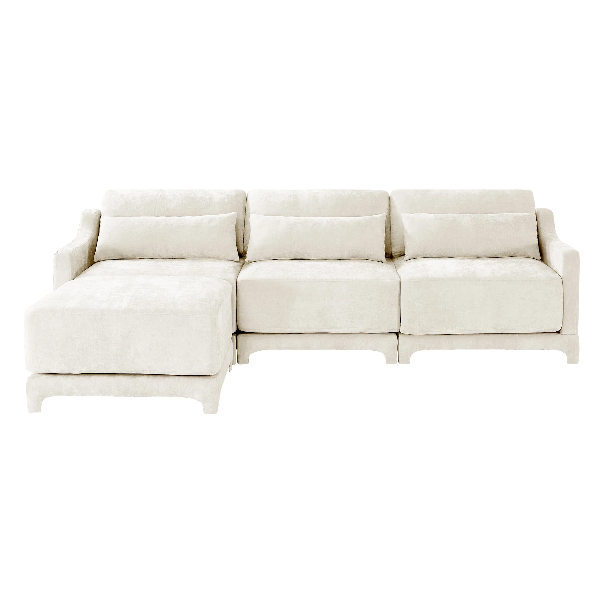 Walker Edison | High-Resilience Foam Chenille Sectional Sofa with Ottomans