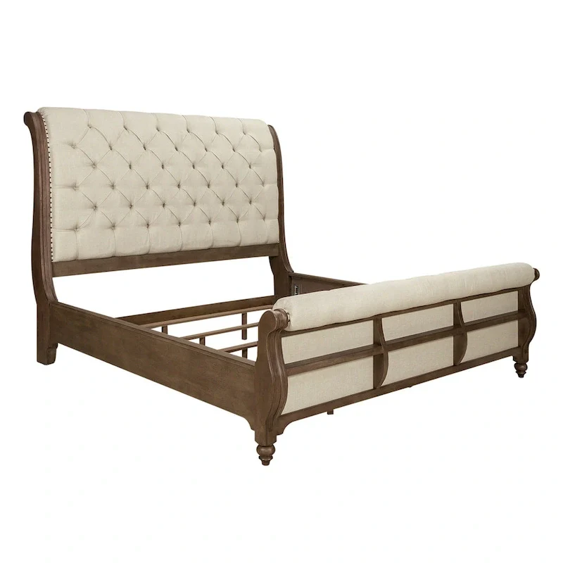 Americana Farmhouse Dusty Taupe King Sleigh Bed