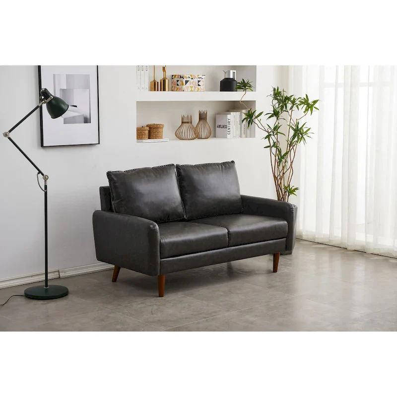 Faux leather 58 Square Arm Loveseat