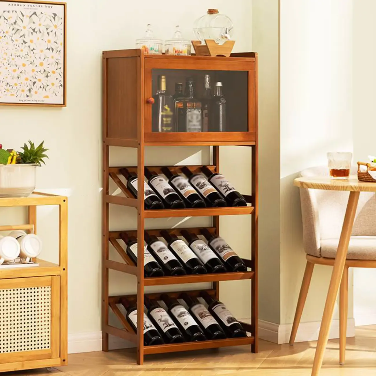 Natural Modern Floor Wooden Stackable Wine Rack