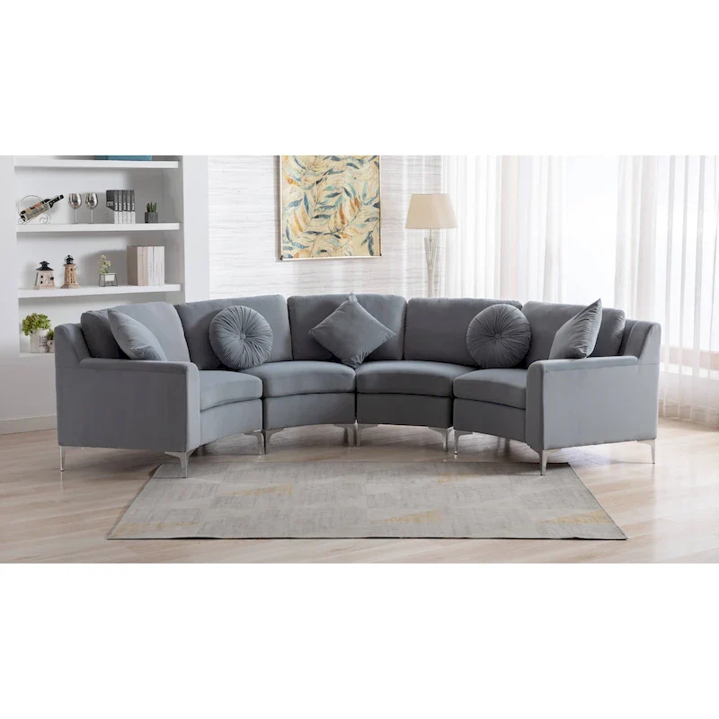 136 Velvet Semicircle couch Modular Curve Sectional Sofa