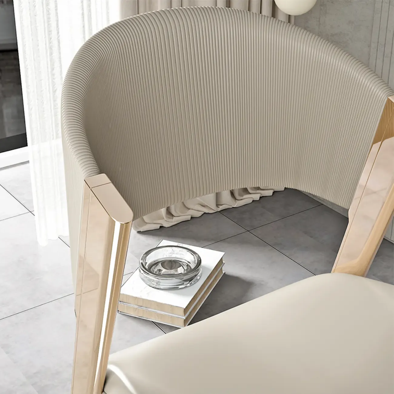 Glam Modern Low Back Faux Leather Dining Chair