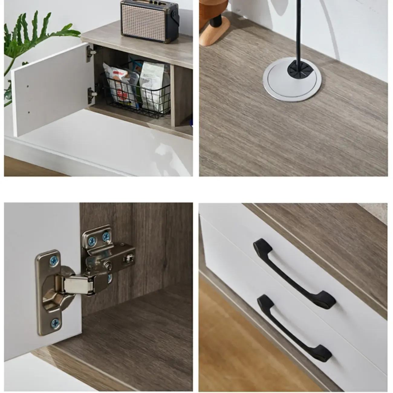 59 Grey Wooden Open Shelf Floating TV Stand with Drawers