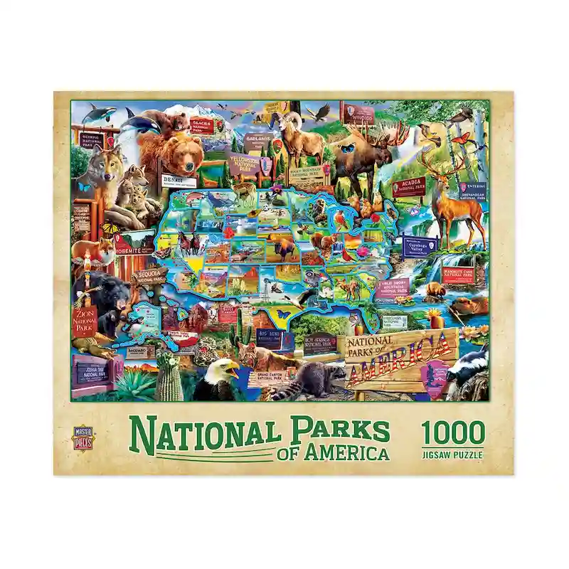 National Parks of America - Map Puzzle - 1000 Pcs - N/A