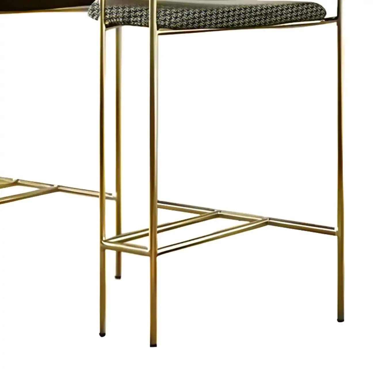 Art Deco Gold Green Cotton Upholstered Bar Stool