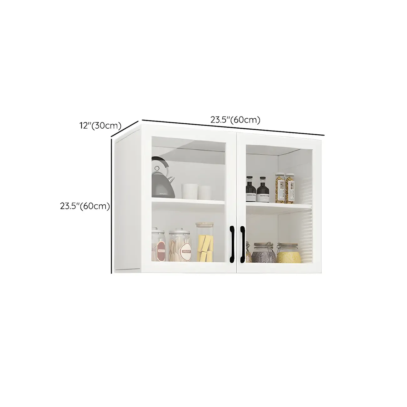 White Rectangular Wall-Mounted Wood China Cabinet
