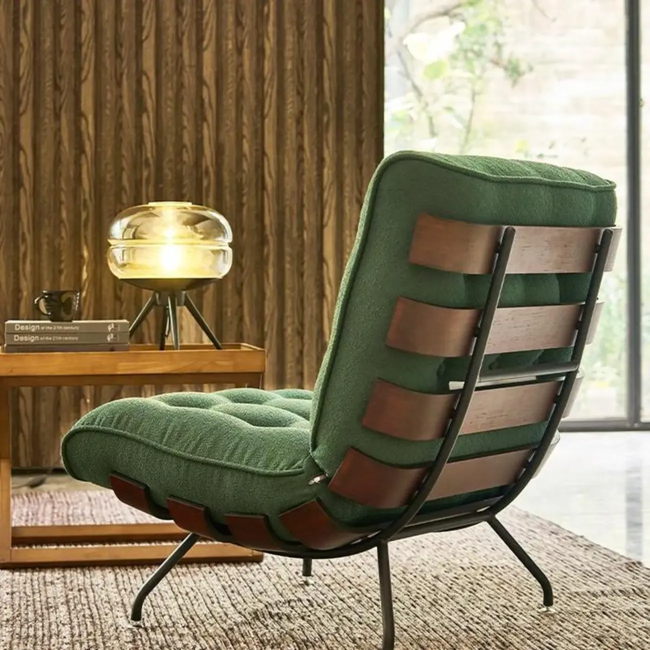 Traditional Tufted Mohair Reclining Accent Chair