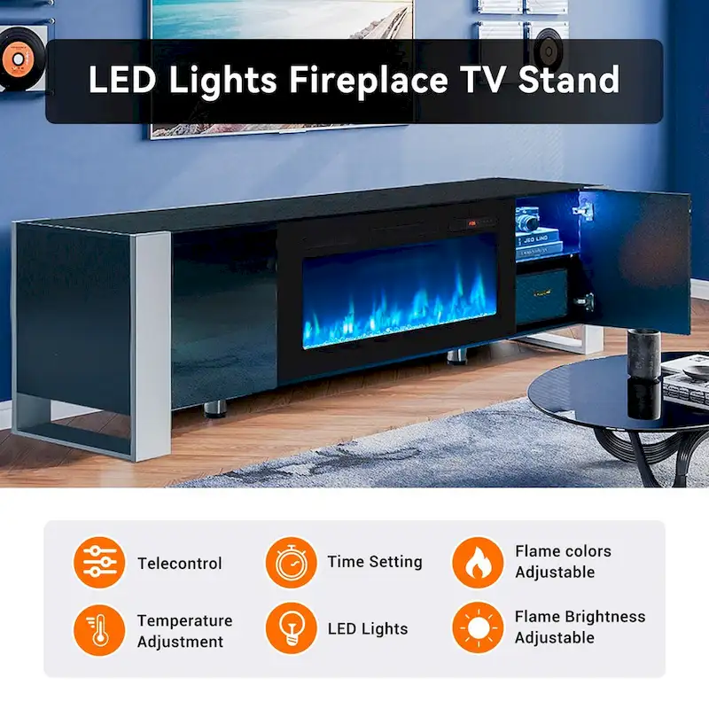 70   Modern Entertainment Center with 36   Fireplace