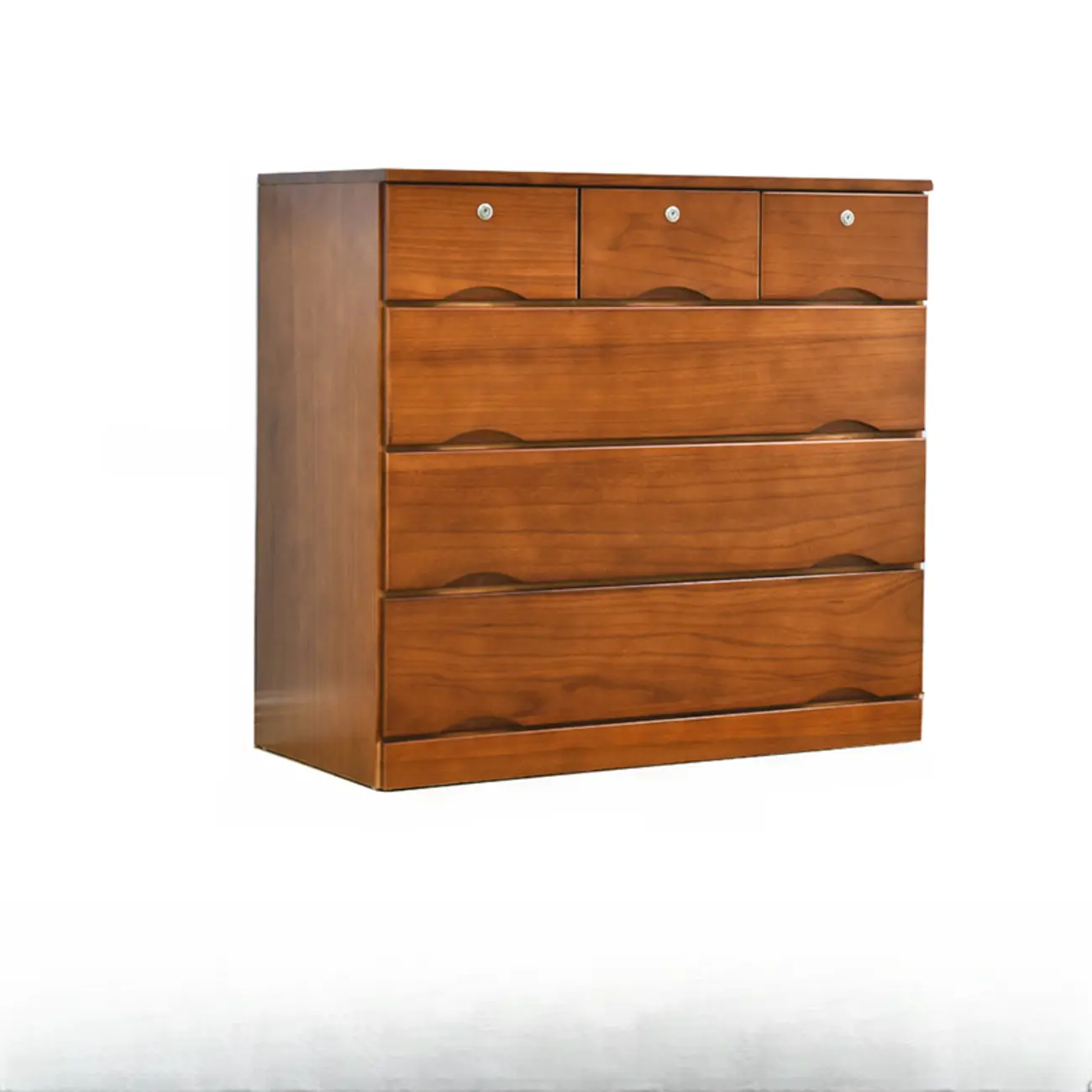 Natural Wood Double Dresser with Lockable Drawer