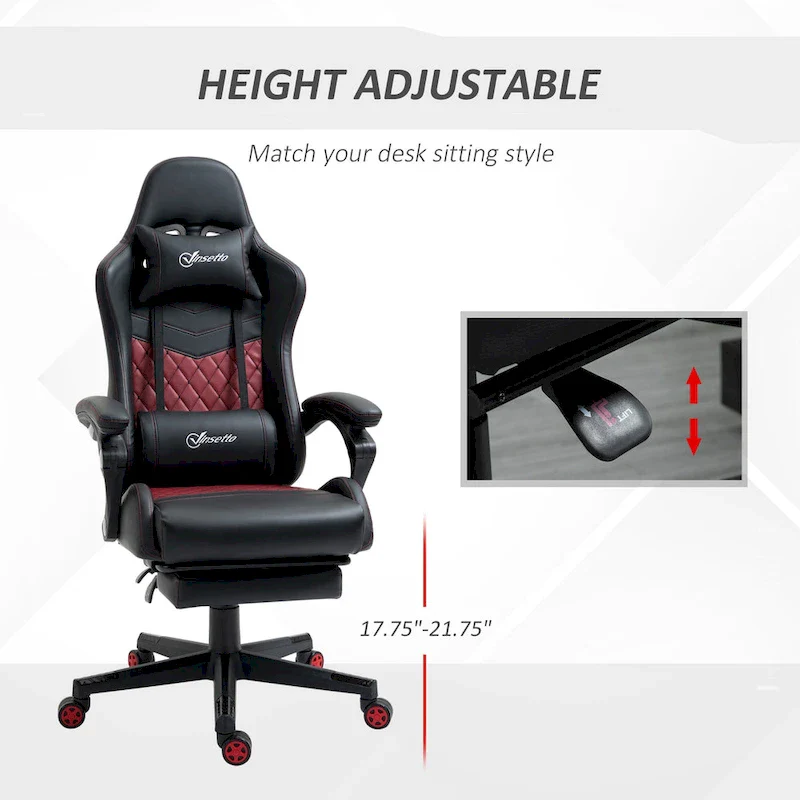 Vinsetto Gaming Chair Racing Style Office Ergonomic Chair Adjustable Height Swivel Recliner High Back PC Computer Desk Chair