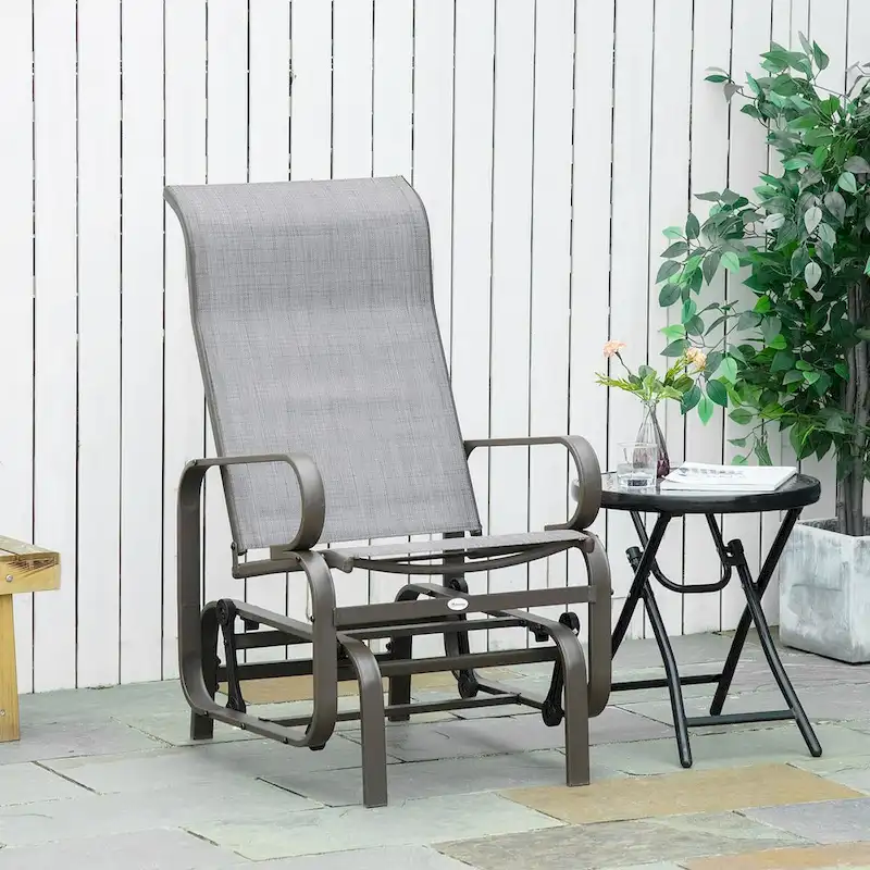 Outdoor Glider Chair with Smooth Rocking Mechanism