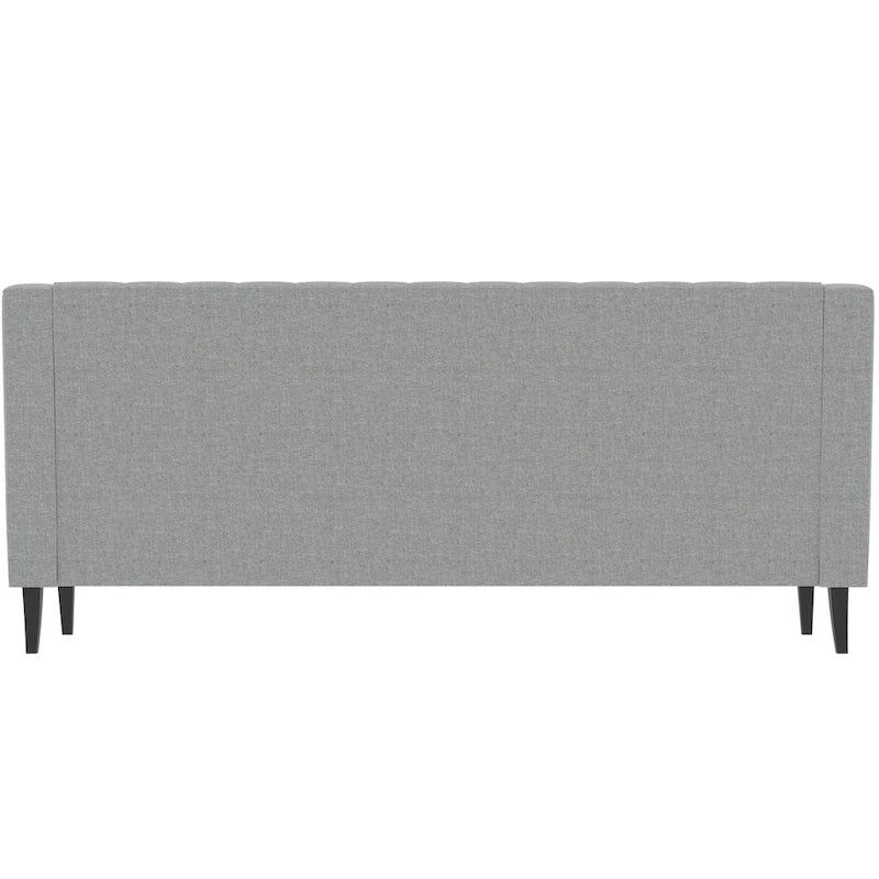 Grey 78.75 Polyester 3-Seater Sofa with Tufted Back and Cushions