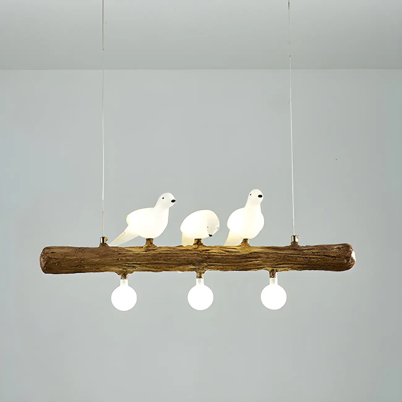 Rustic Wood LED Bird Island Chandelier
