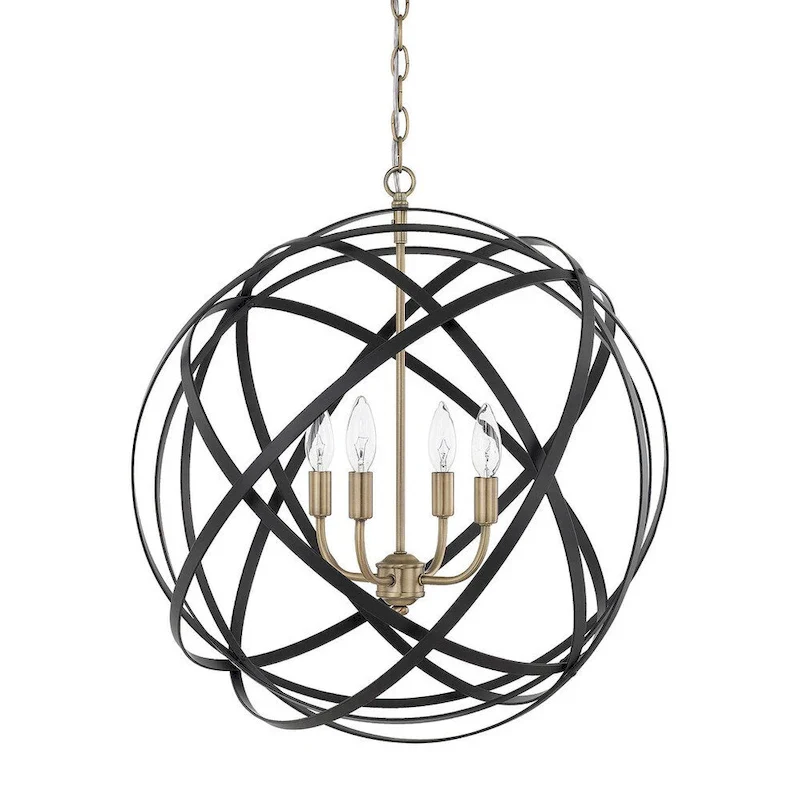 Axis 4-light Aged Brass/Matte Black Pendant