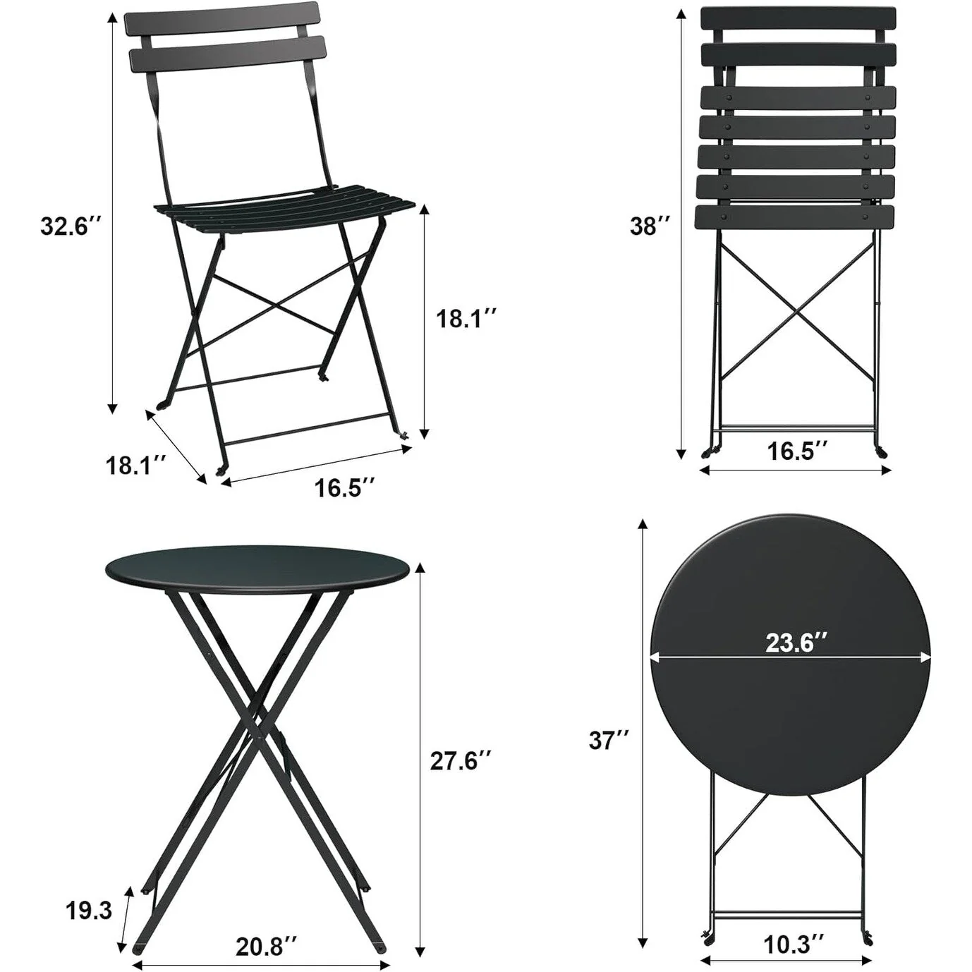 3 Pieces Patio Bistro Sets
