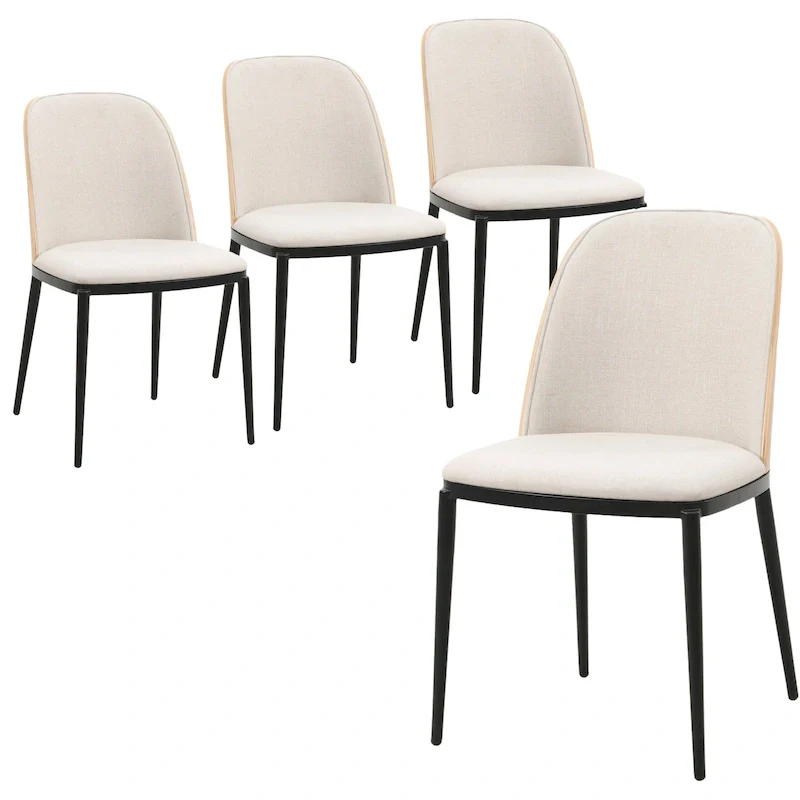 Dining Chair with Upholstered Seat Side Chair with MDF Wood Frame in Steel Set of 4