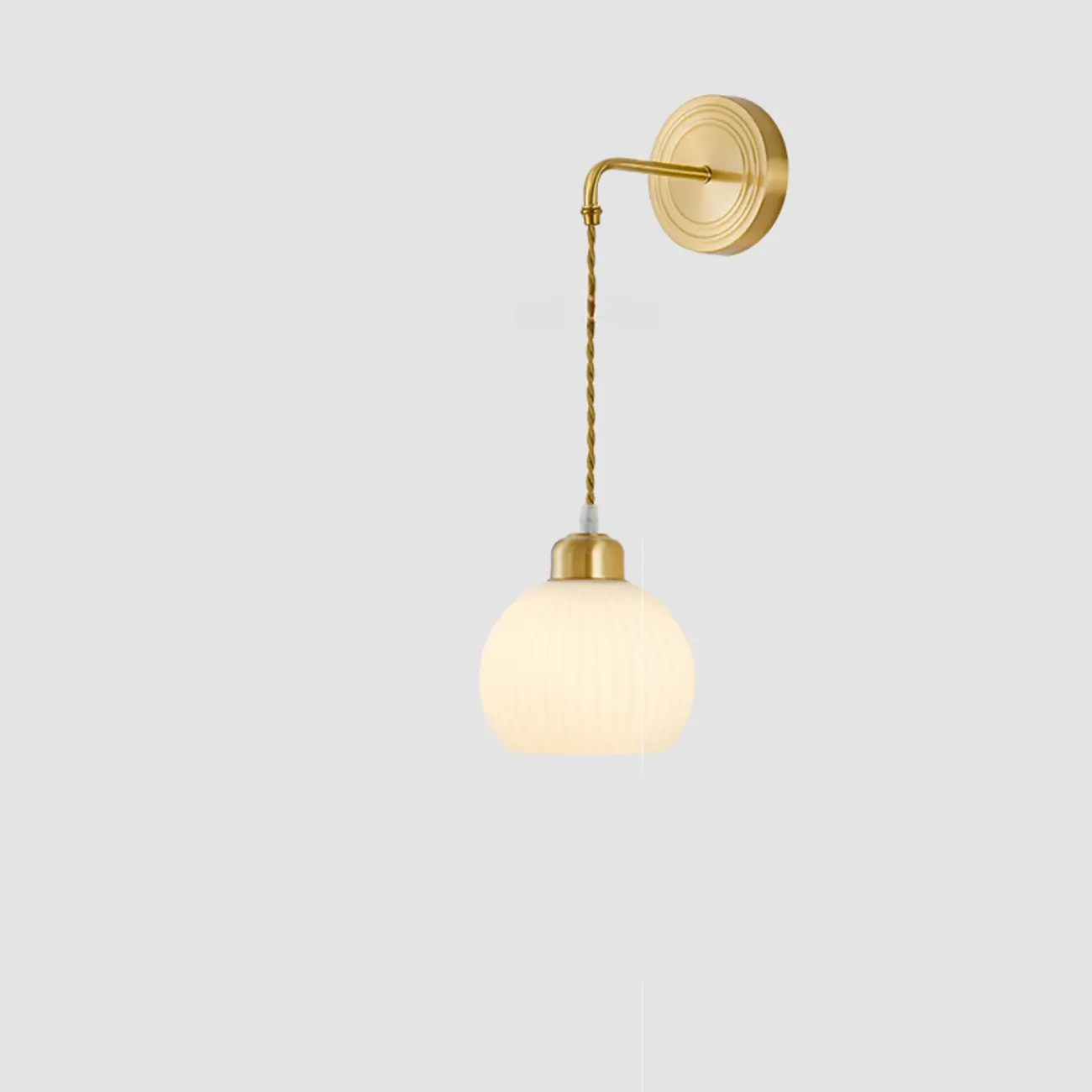 Modern Dual White Glass Dome Brass Wall Lamp