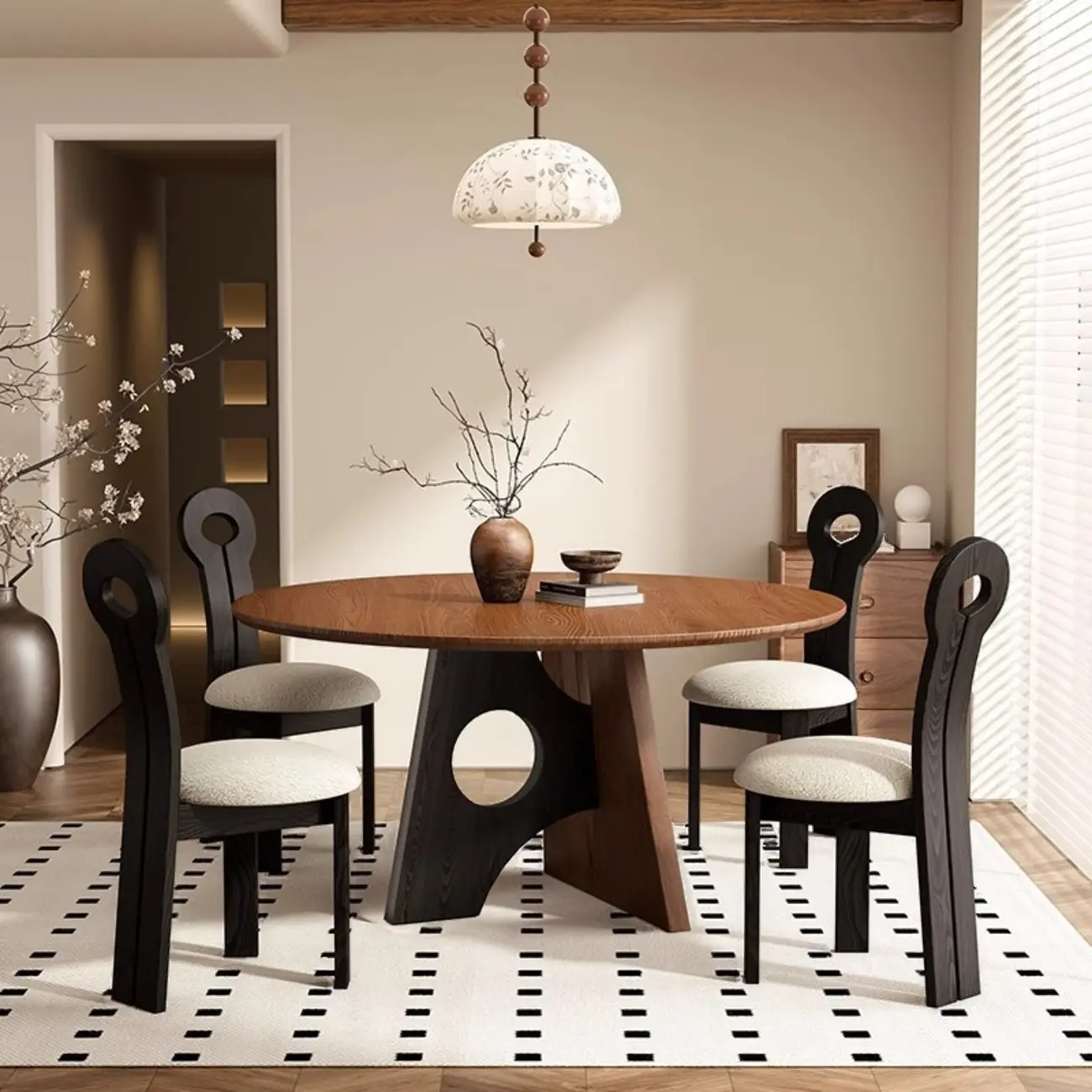 Modern Round Wood Pedestal Dining Table