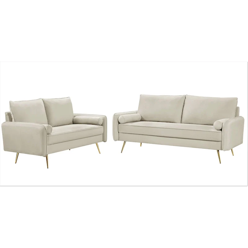 Villeda Velvet Mid-century modern 2PCS living room set