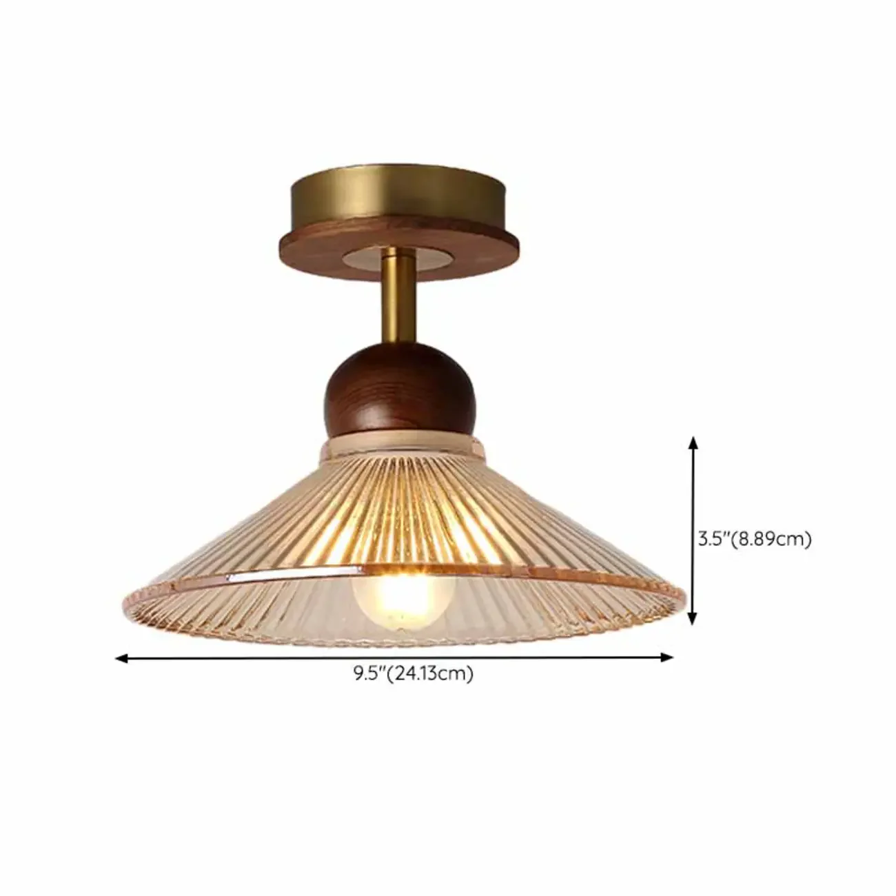Caramel Gradient Glass Dome Semi Flush Ceiling Light