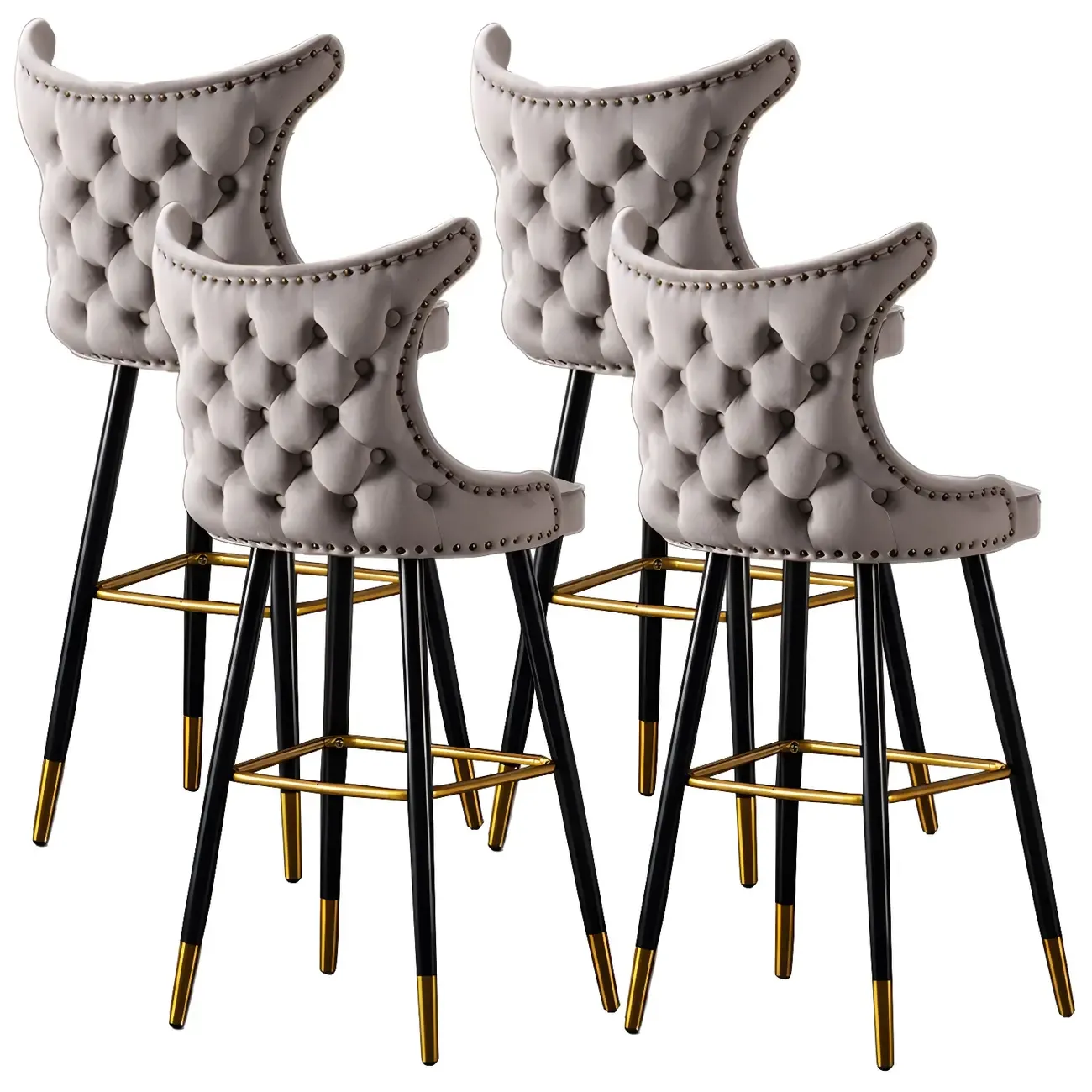 Velvet Upholstered Wingback Counter Height Bar Stools