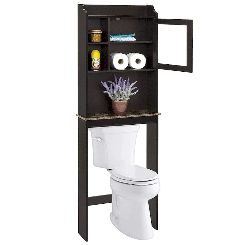 Over The Toilet Space Saver Organization Wood Storage Cabinet for Home