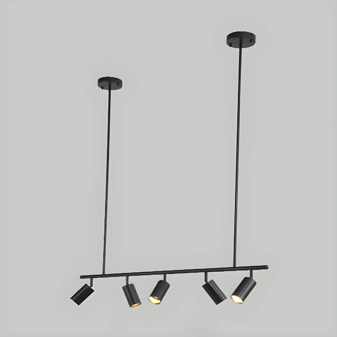5-Light Modern Black/Gold Metal Cylinder Island Ceiling Light