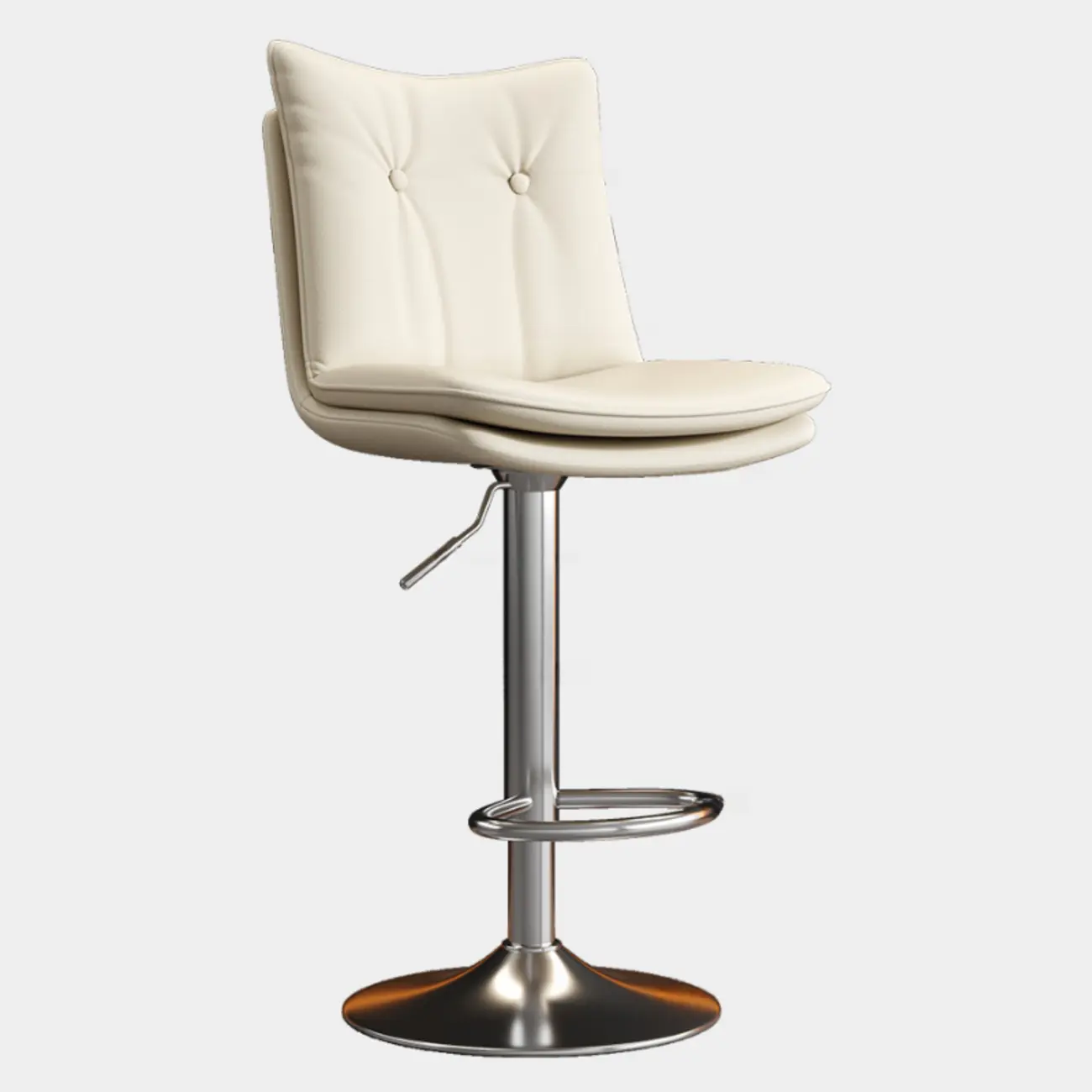 Adjustable Leather Low Back Swivel Bar Stools with Footrest