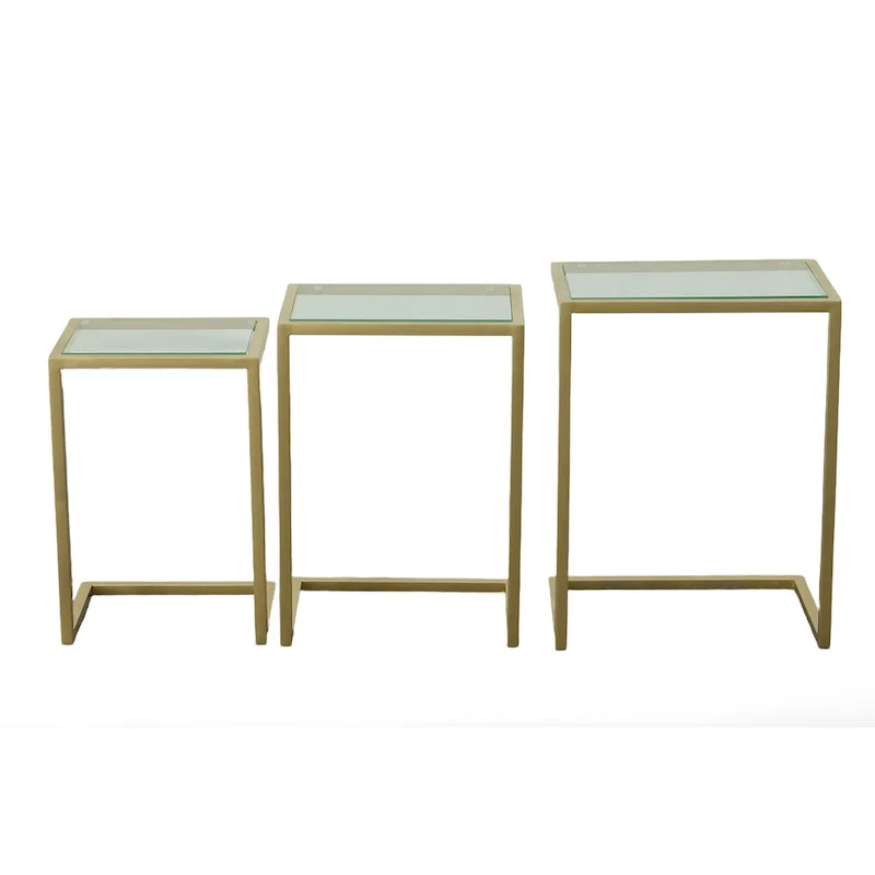 Carolina Living Addison Nesting Table Set - Glass Top - Chrome Base