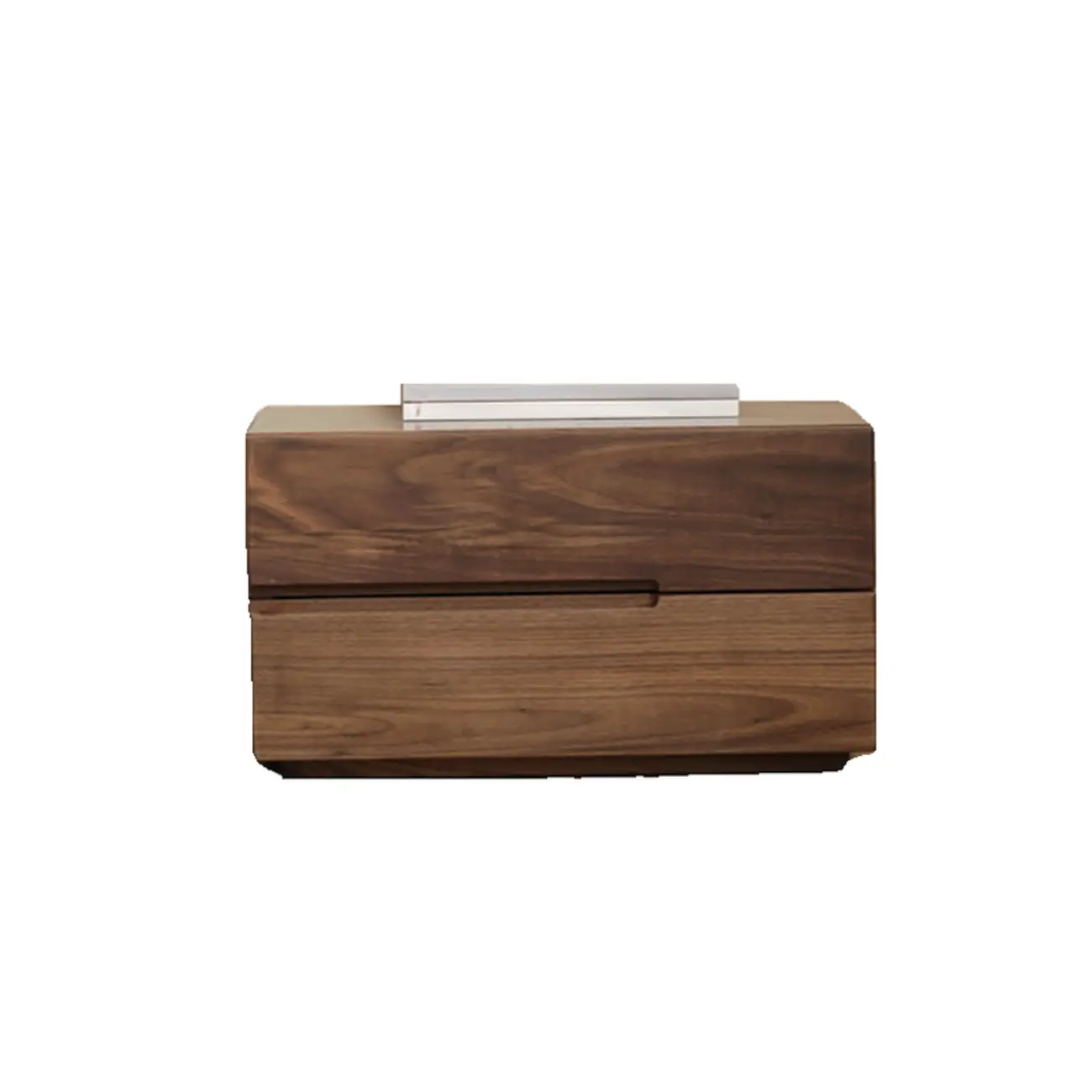 Scandinavian Brown Wood Bedside Table with 2 Drawer