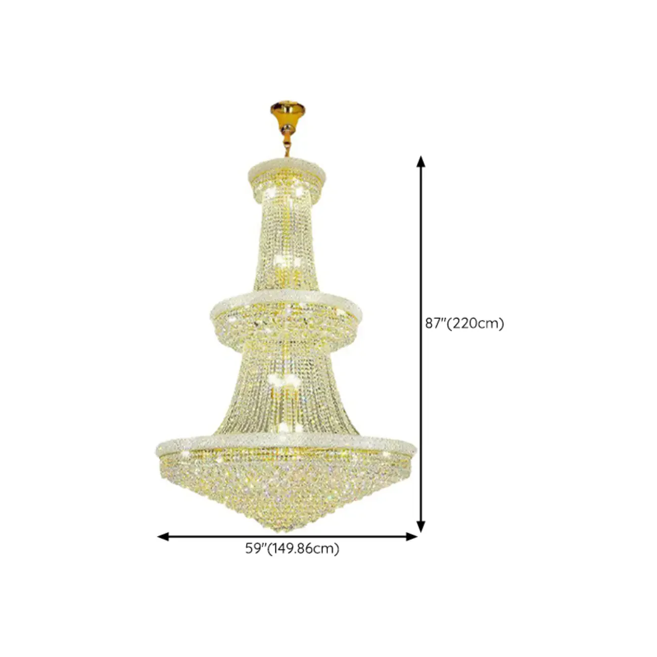 Adjustable Grand Gold Clear Crystal Chandelier
