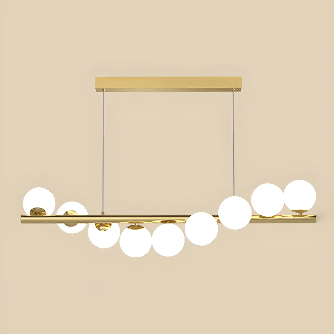 Sleek Modern Gold Glass Globe Island Chandelier