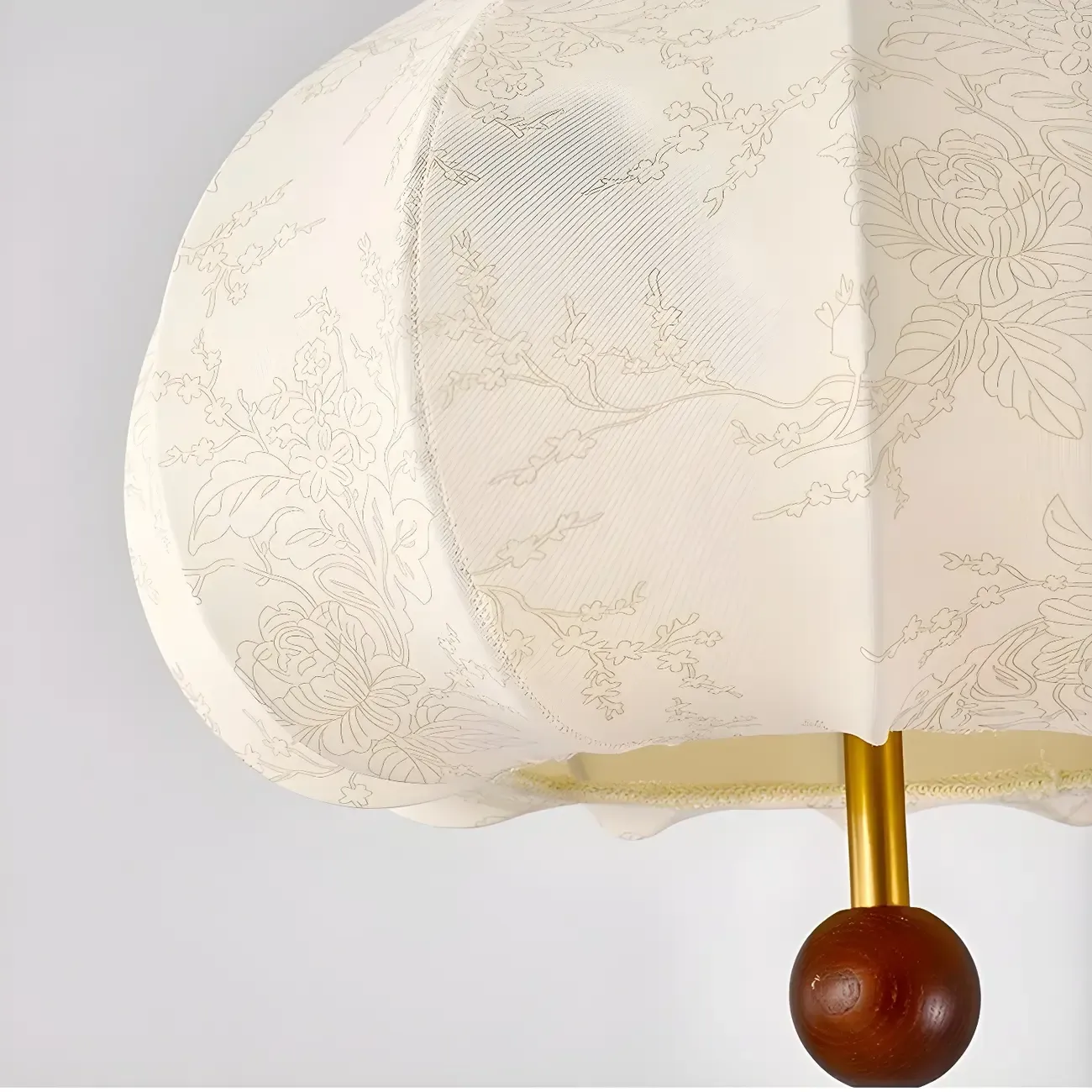 Traditional White Fabric Drum Shade Wooden Chandelier