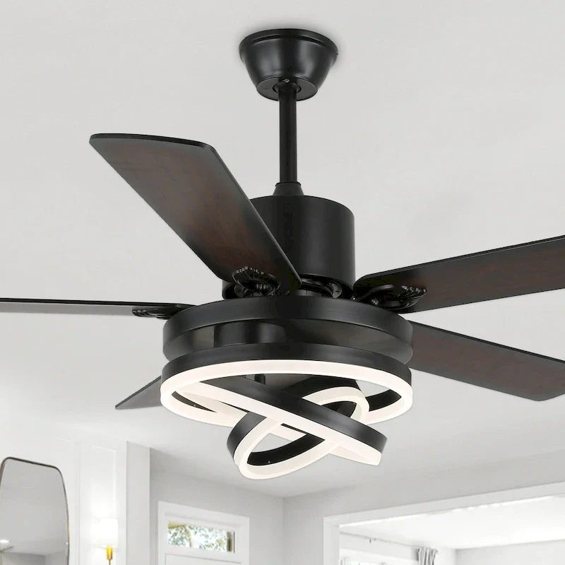 Oaks Aura 52in. DIY Shade Modern Reversible Ceiling Fan with Light, 6-Speed Silent Motor Ceiling Fan with Remote for Large Room