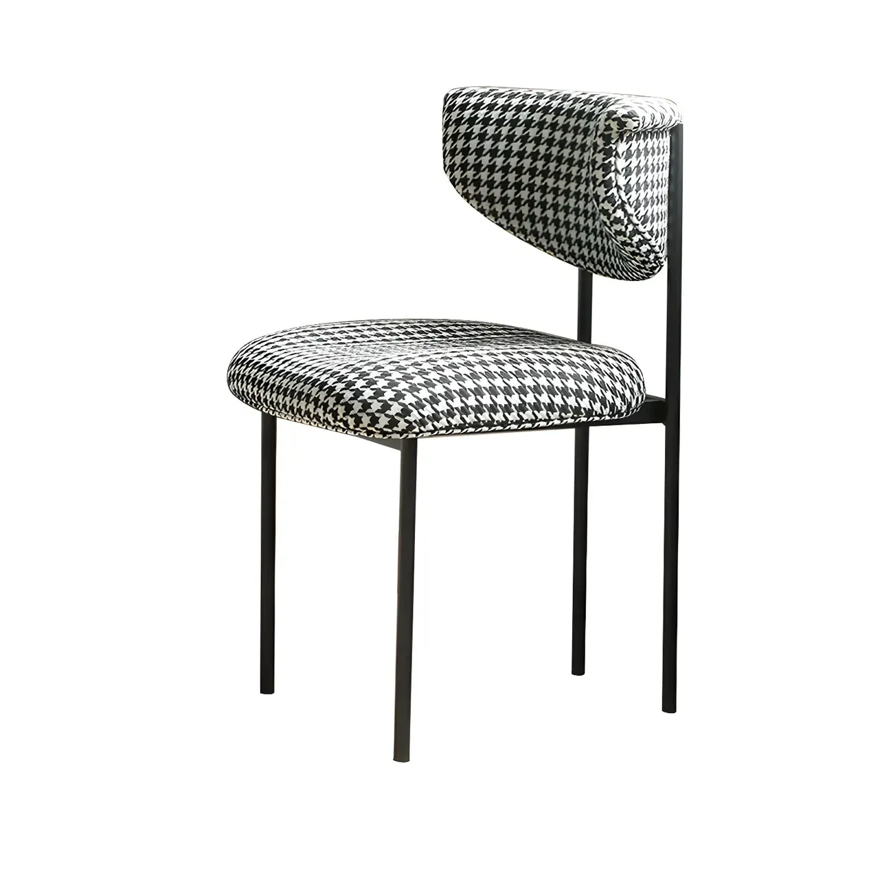 Upholstered Metal Legs Open Back Dining Chair