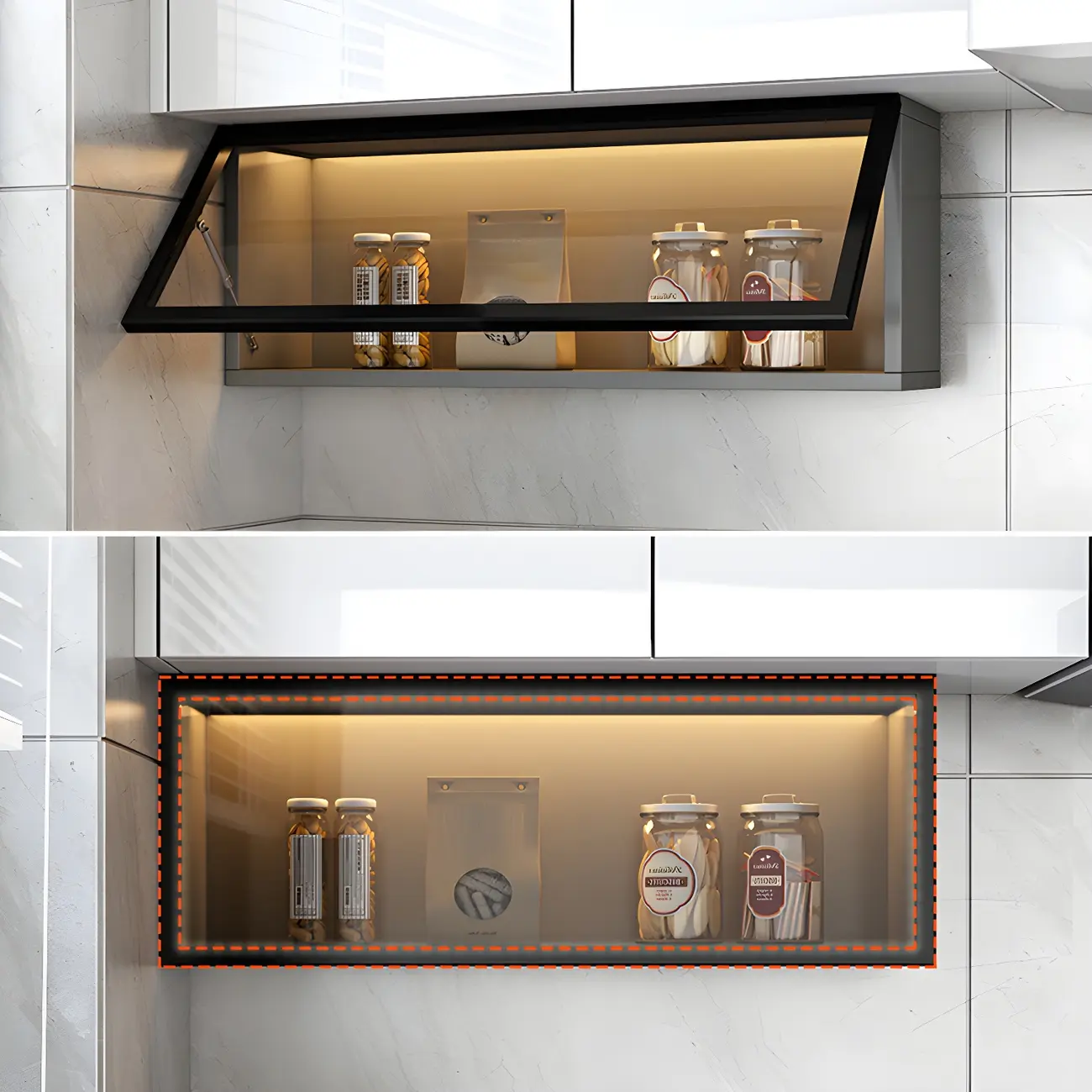 Kitchen Grey Wood Wall-Mounted China Cabinet