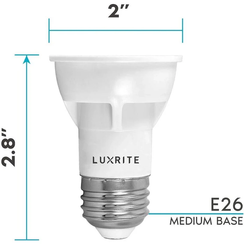Luxrite PAR16 LED Bulb, 50W Equivalent, 450 Lumens, Dimmable, Enclosed Fixture Rated, ETL, Damp Rated, E26 Base (6 Pack)