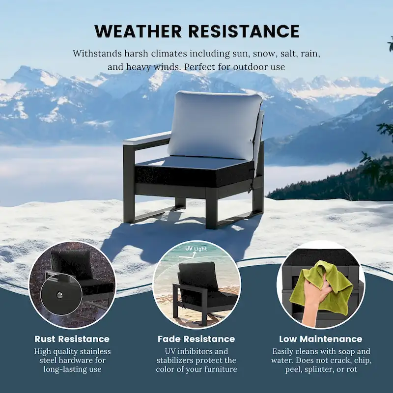 Polytrends Endless Patio 5-Piece Deep Seating Set with Ottoman with Gray Frame