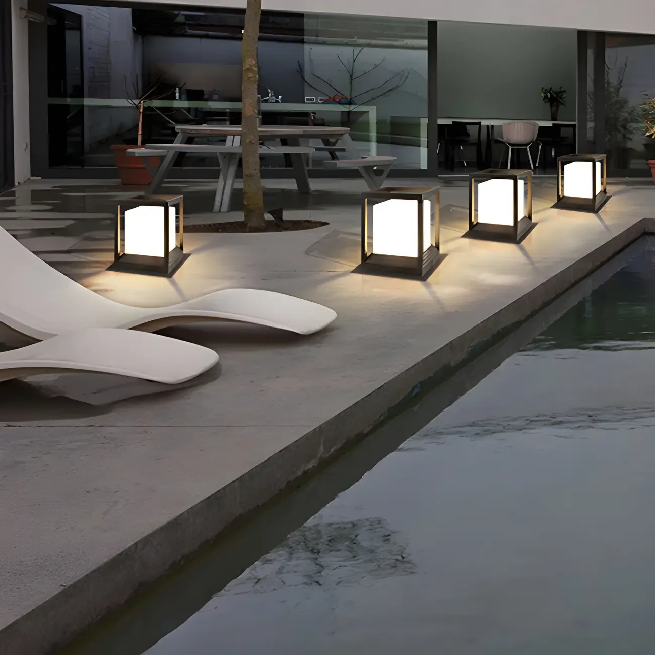 Black Metal Open Bracket White Shade Post Cap Light