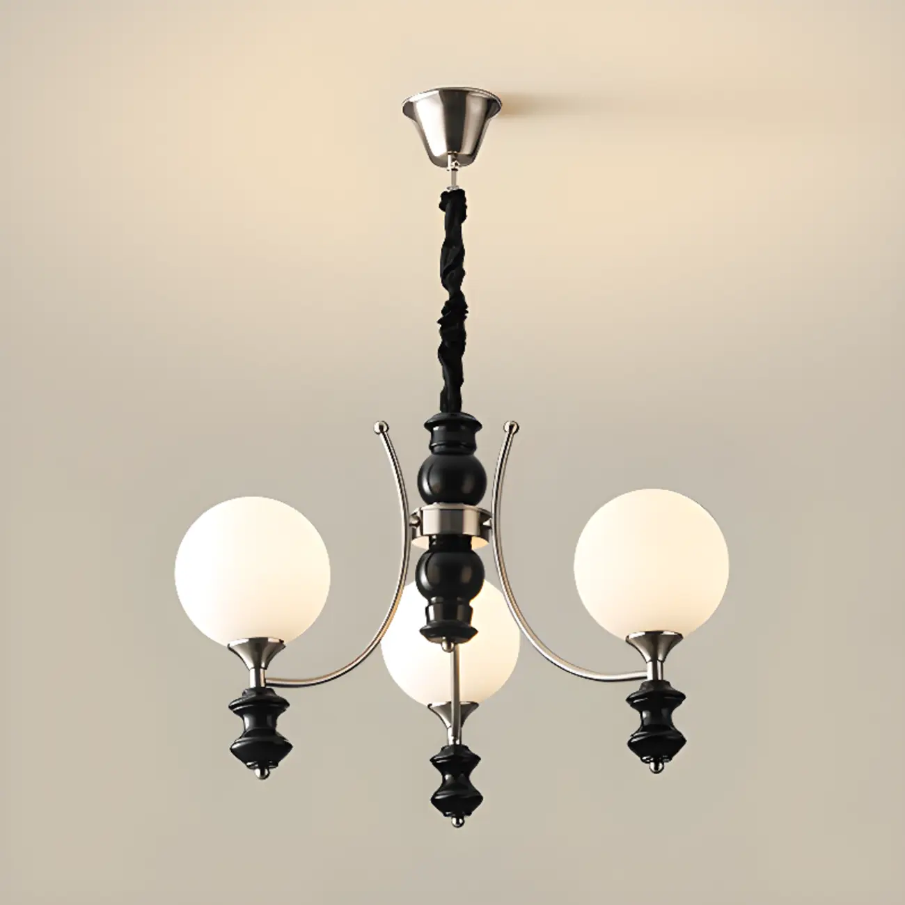 Multi-Light Globe Chandelier with White Glass Shades