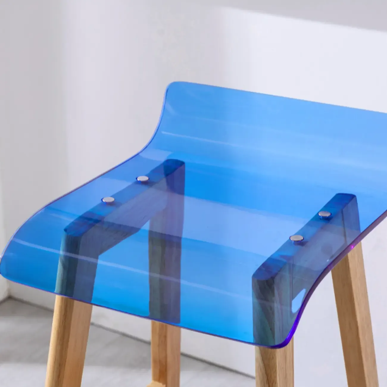Acrylic Saddle Counter Height Wooden Bar Stools