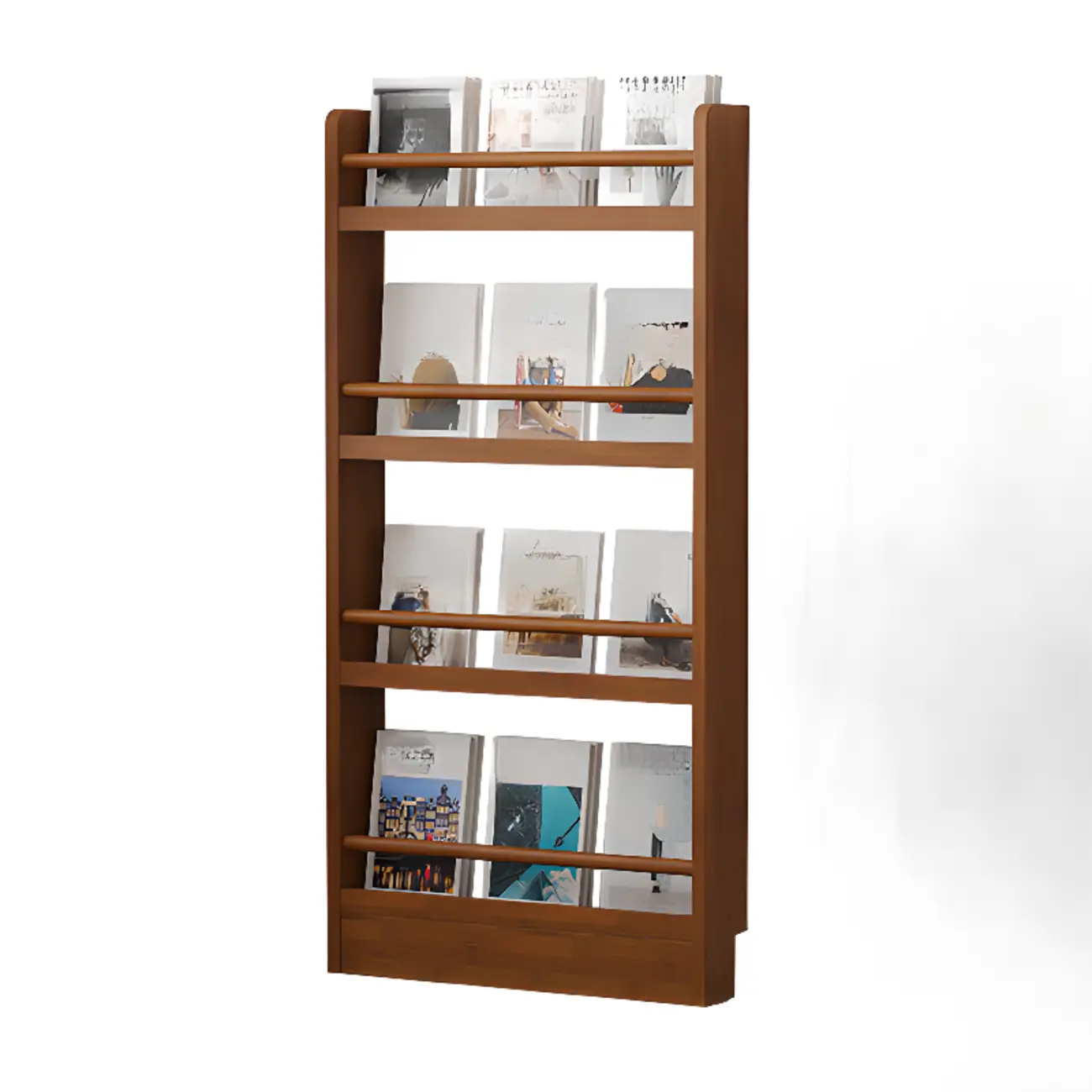 Rustic Brown Oak Bookcase Open Rectangular BookShelves