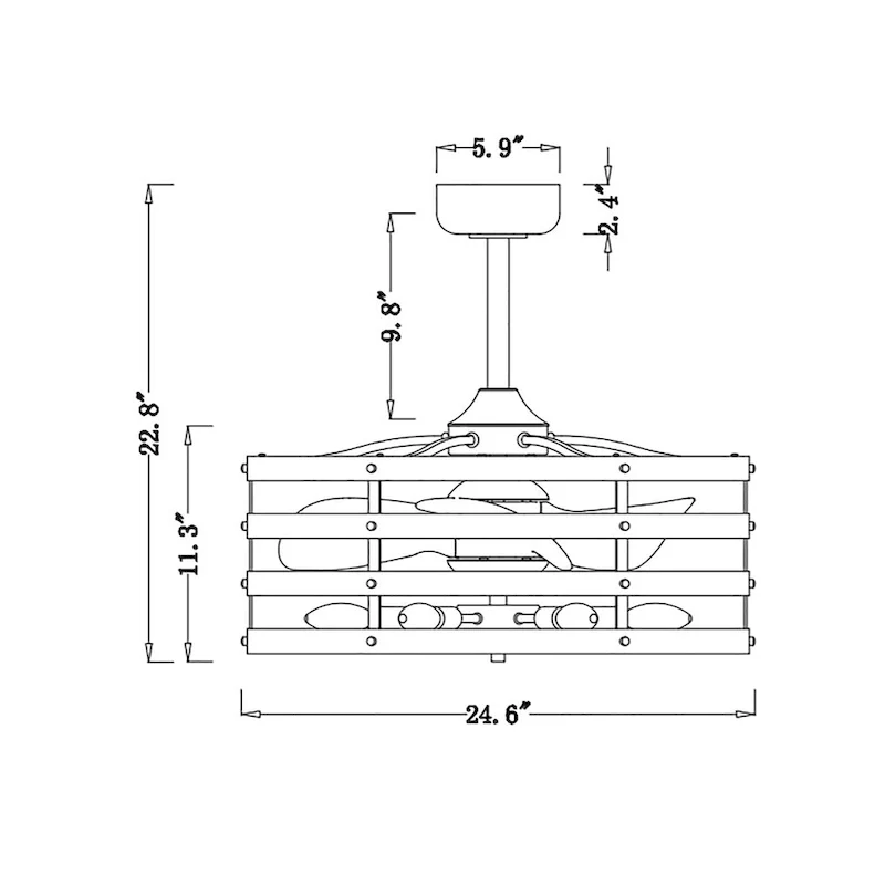 Alaina 24-inch 6 Lights 3 Blades Lighted Ceiling Fan with Remote