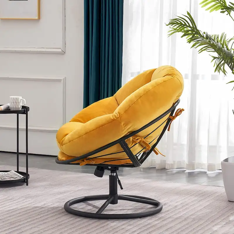 MCombo Gas Lift Swivel Papasan Chair with Height Adjustment, Velvet HQ405