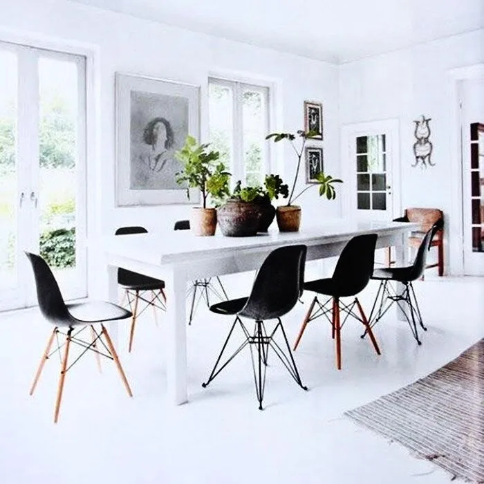 Modern Plastic Accent Designer Side Dining Matte Chair With Dark Black Wire Chrome Legs Base