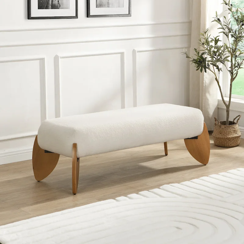 Christopher Knight Home - Clara White Boucle Ottoman Bench - 48 W x 19.5 D x 17 H