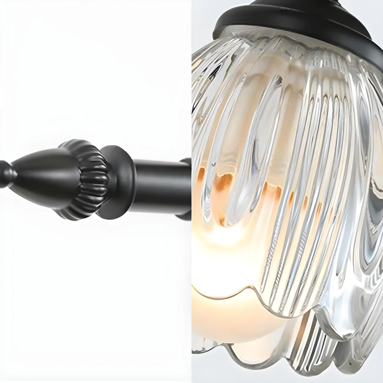 Elegant 3 heads Black Metal Wall Lamp with Crystal Globe